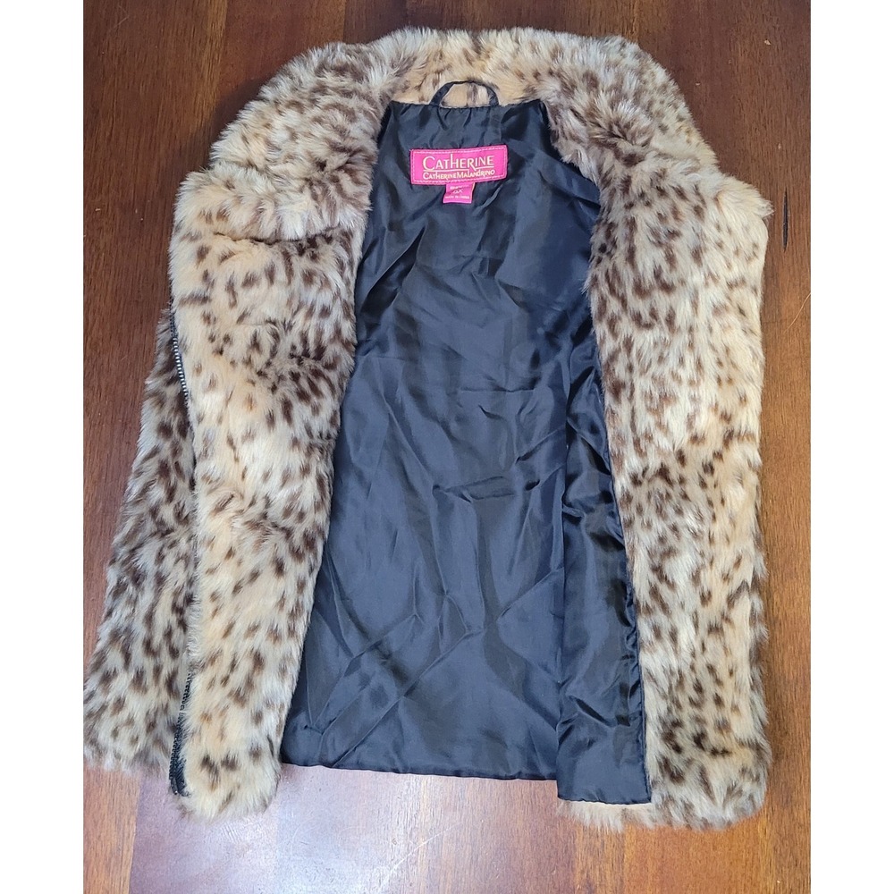 Catherine Malandrino Vest‎ Girls 6X Leopard Brown Tan Faux Fur